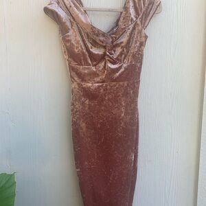 Rubber Ducky Productions Velvet Midi Dress in Rose Gold